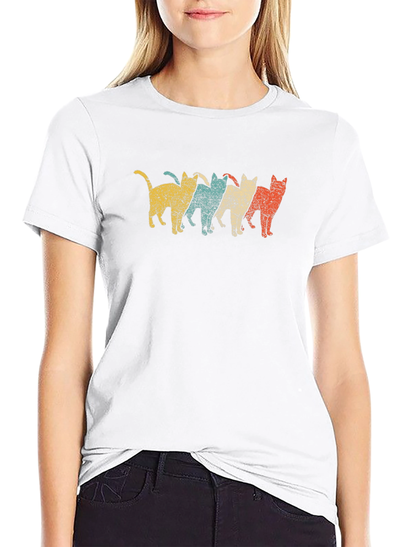 Retro Cats Black T-Shirt
