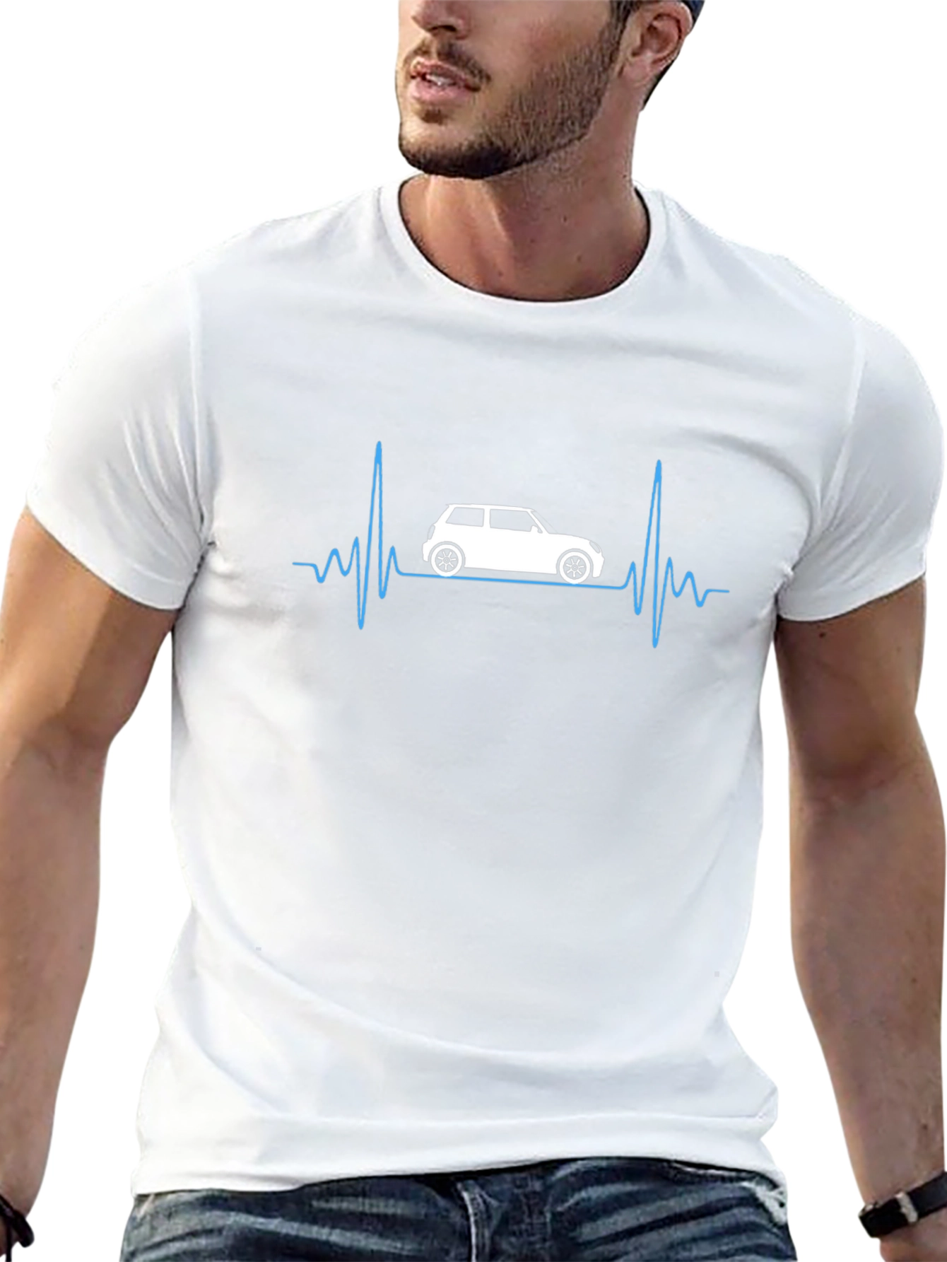 Car Heartbeat Graphic T-Shirt - Black