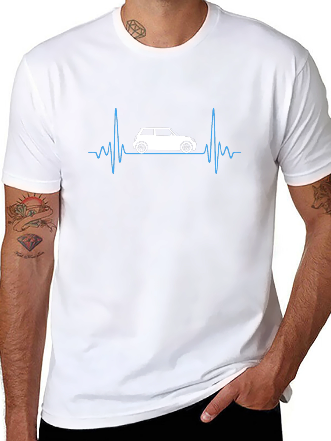 Car Heartbeat Graphic T-Shirt - Black