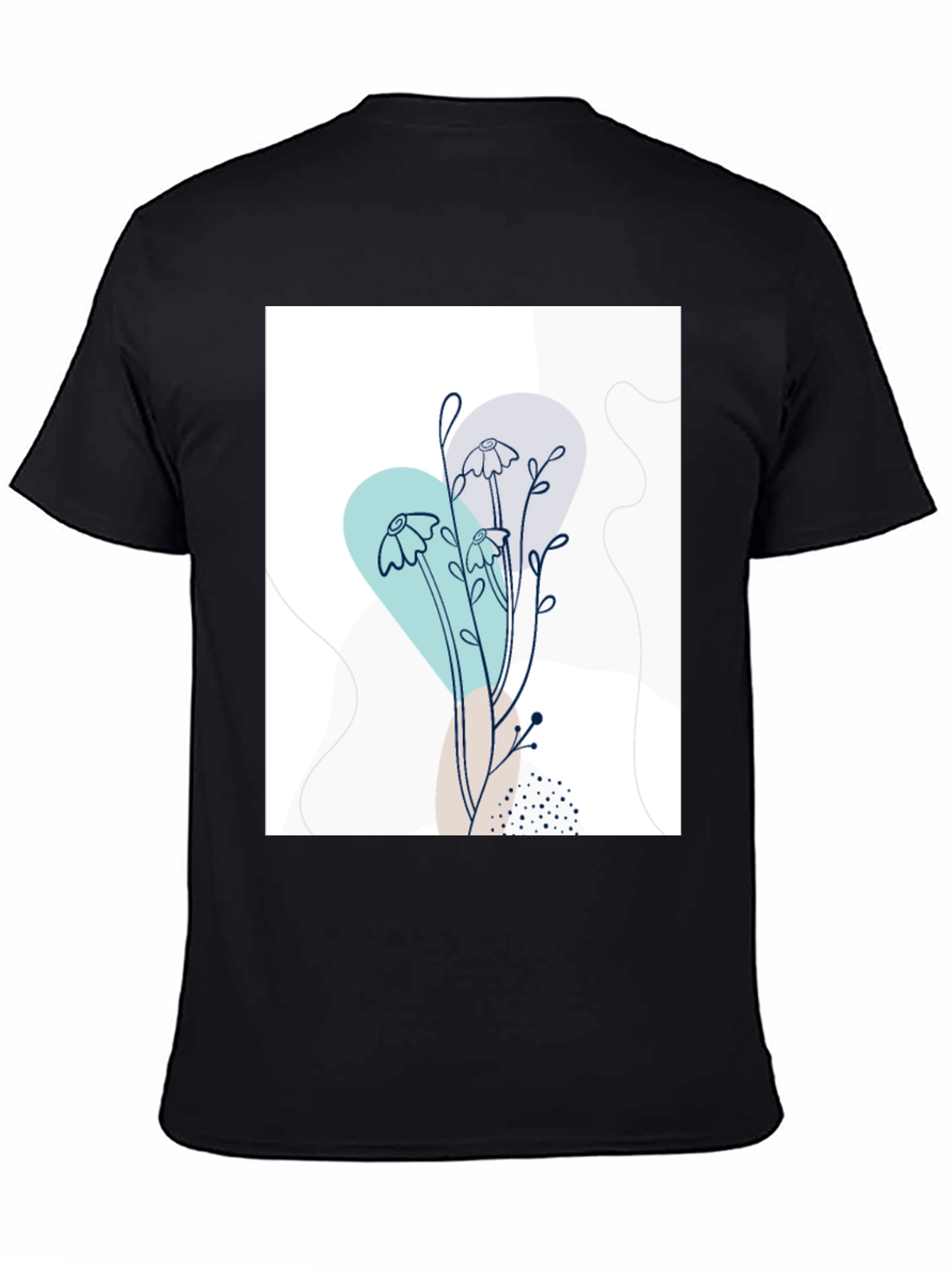Modern Floral Graphic Tee - Black
