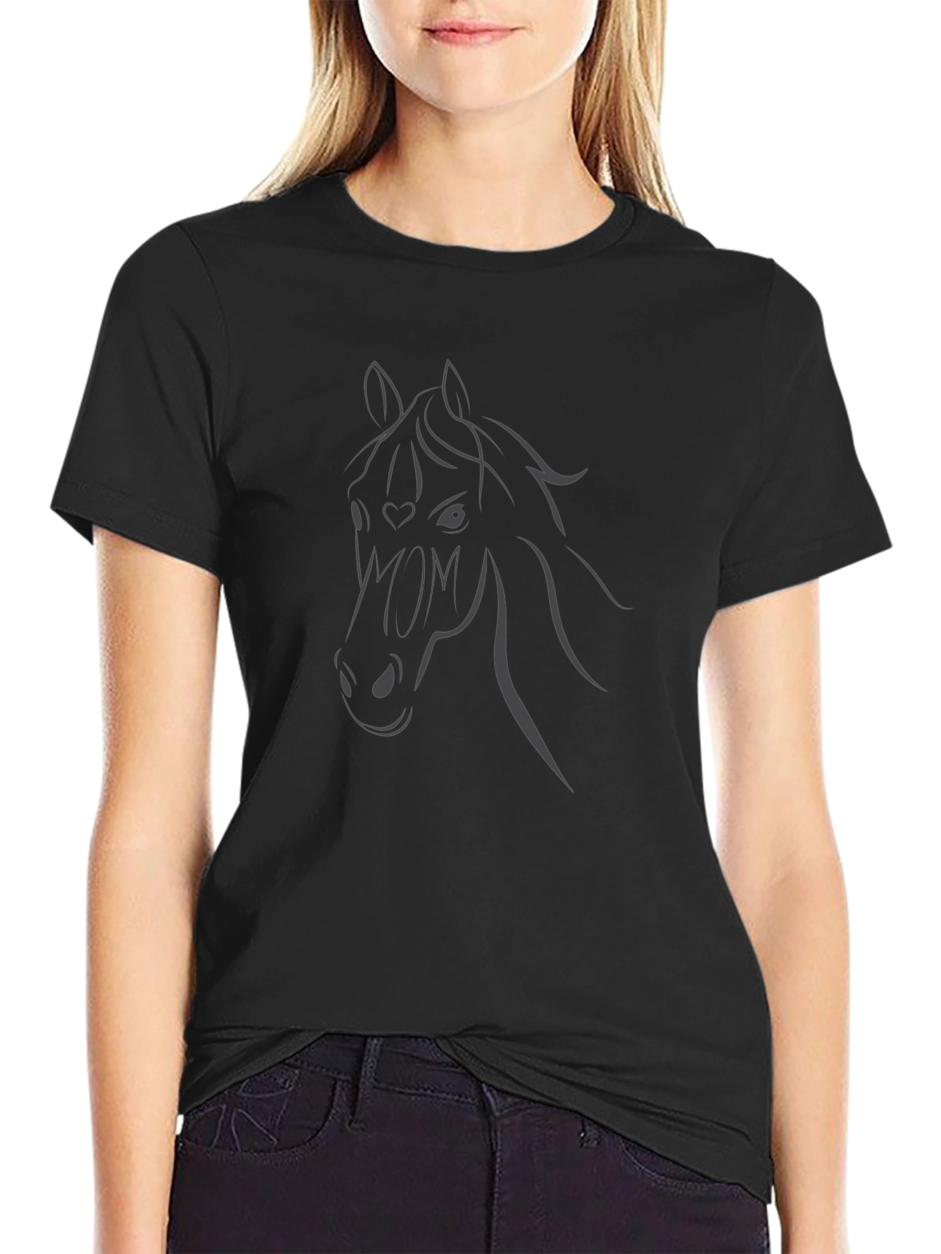 Horse Mom Graphic T-Shirt - Black