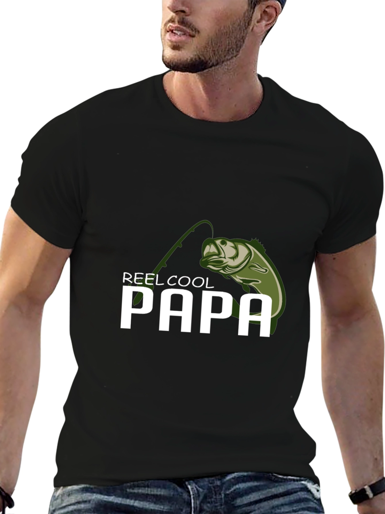 Reel Cool Papa Fishing T-Shirt - Black
