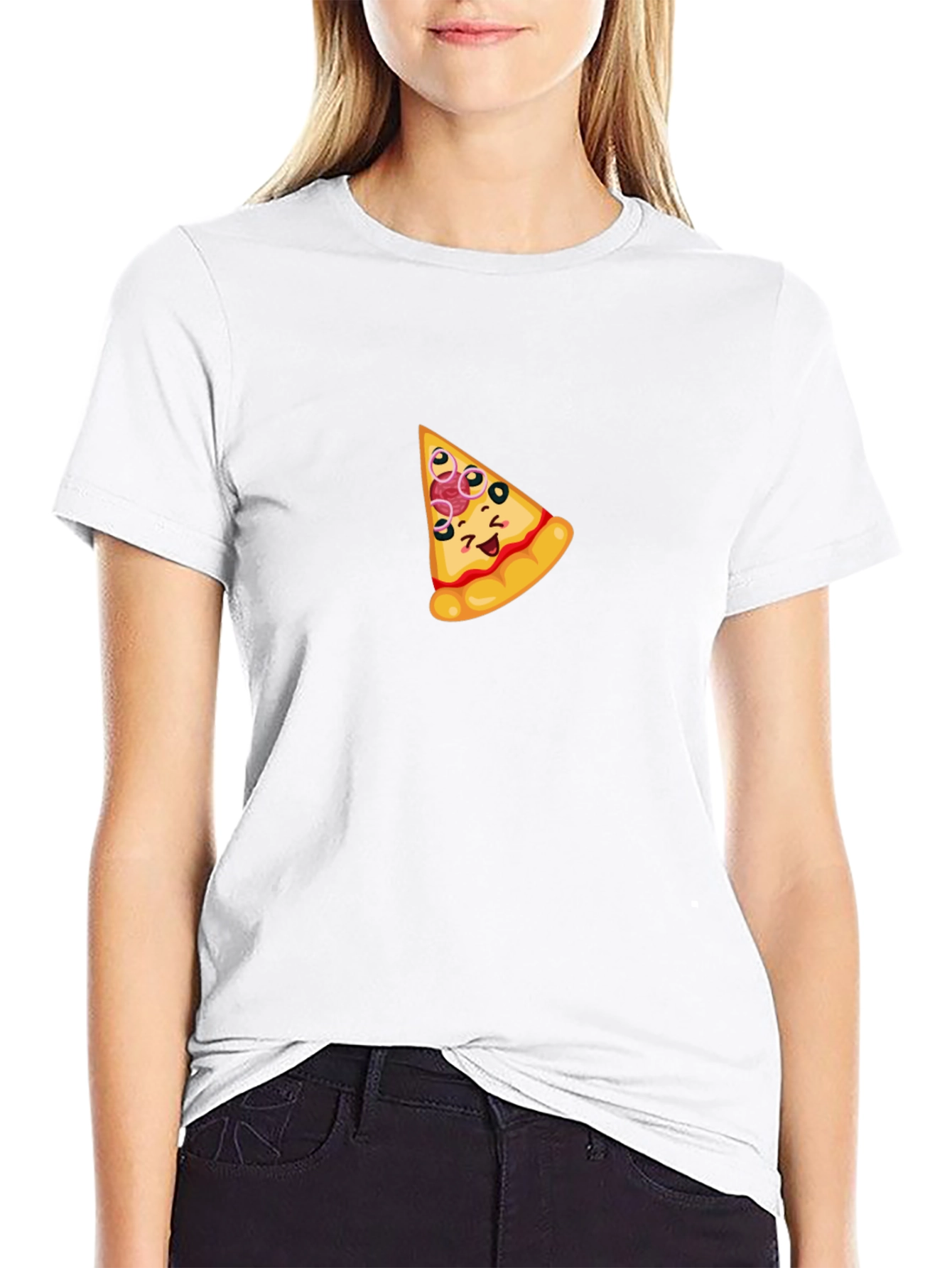 Funny Pizza Slice Graphic T-Shirt - Black