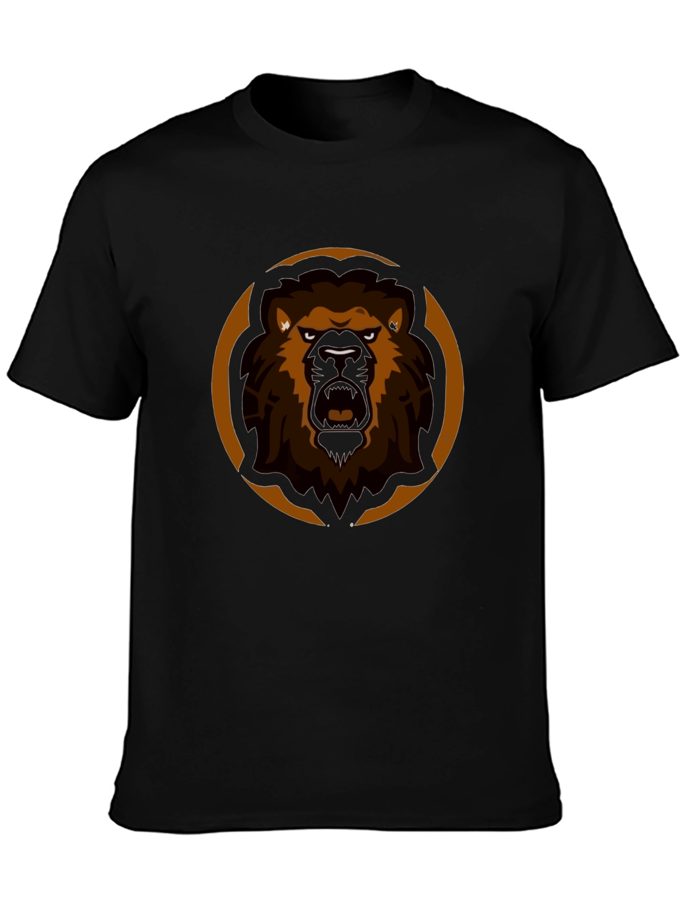 Lion Graphic Tee - Black Cotton Blend T-Shirt