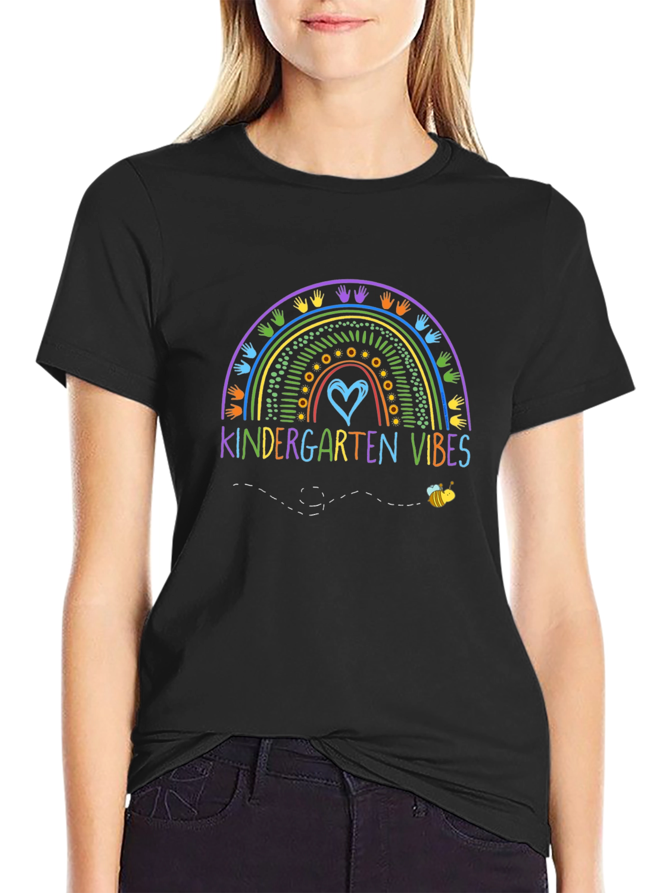 Kindergarten Vibes Rainbow Graphic Tee