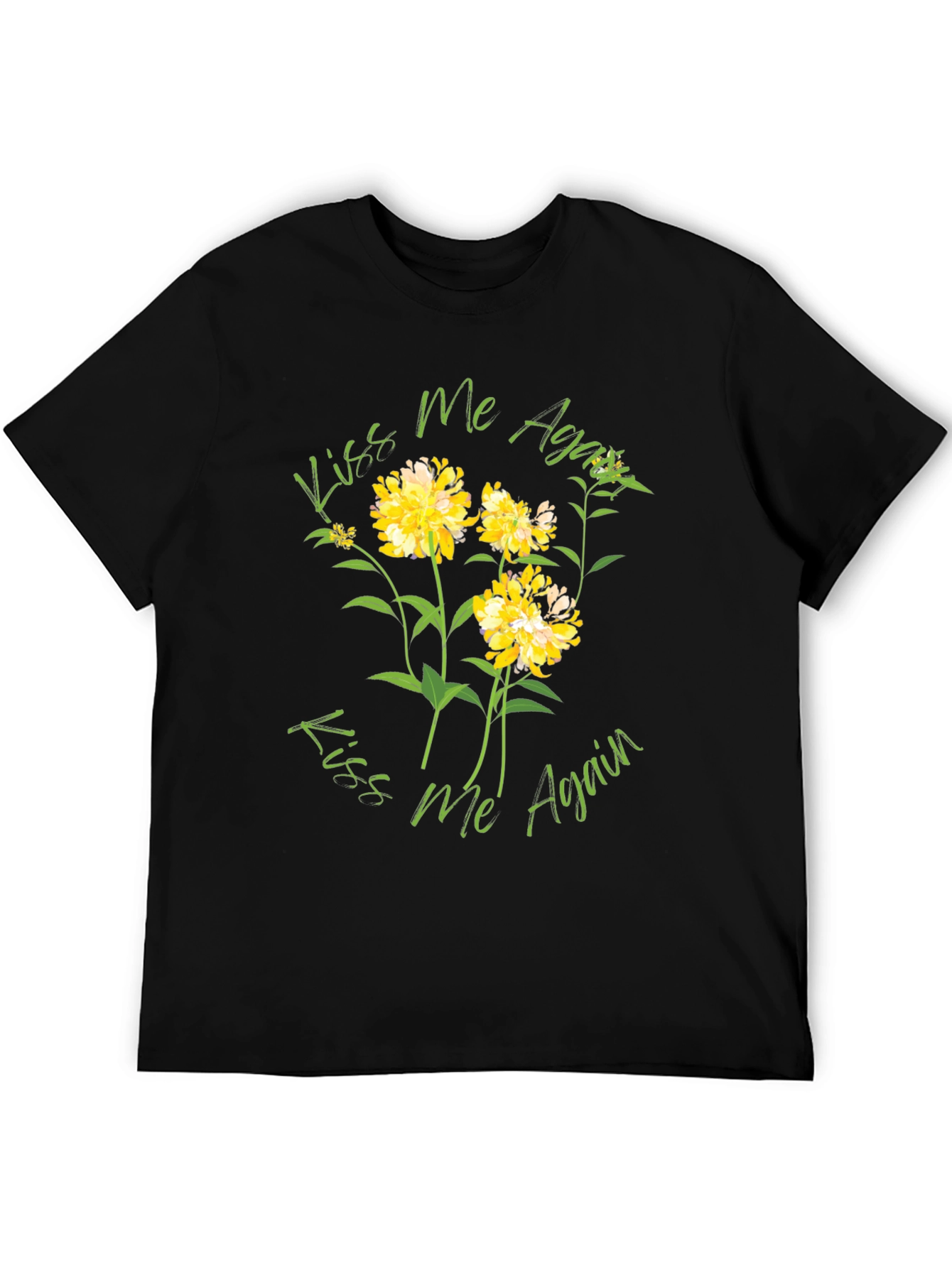 Kiss Me Again Floral Graphic Black T-Shirt