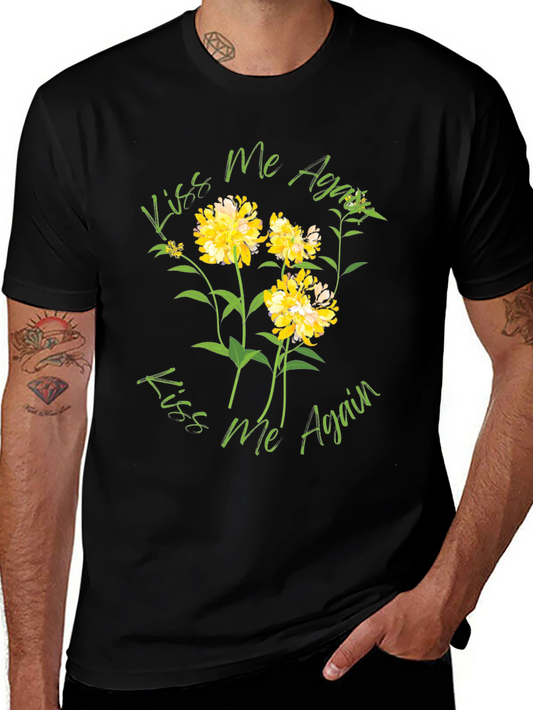 Kiss Me Again Floral Graphic Black T-Shirt