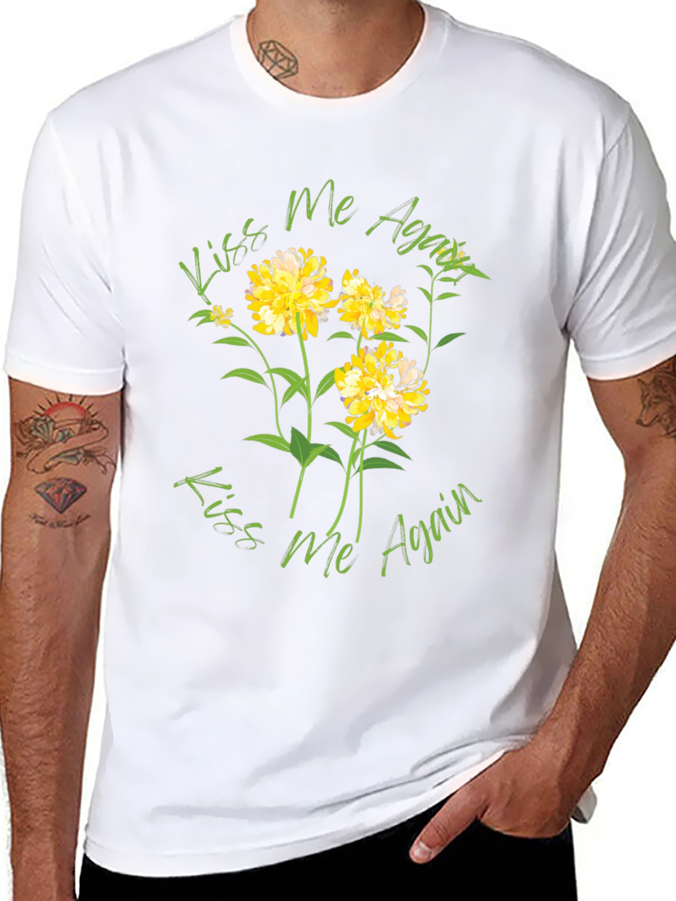 Kiss Me Again Floral Graphic Black T-Shirt