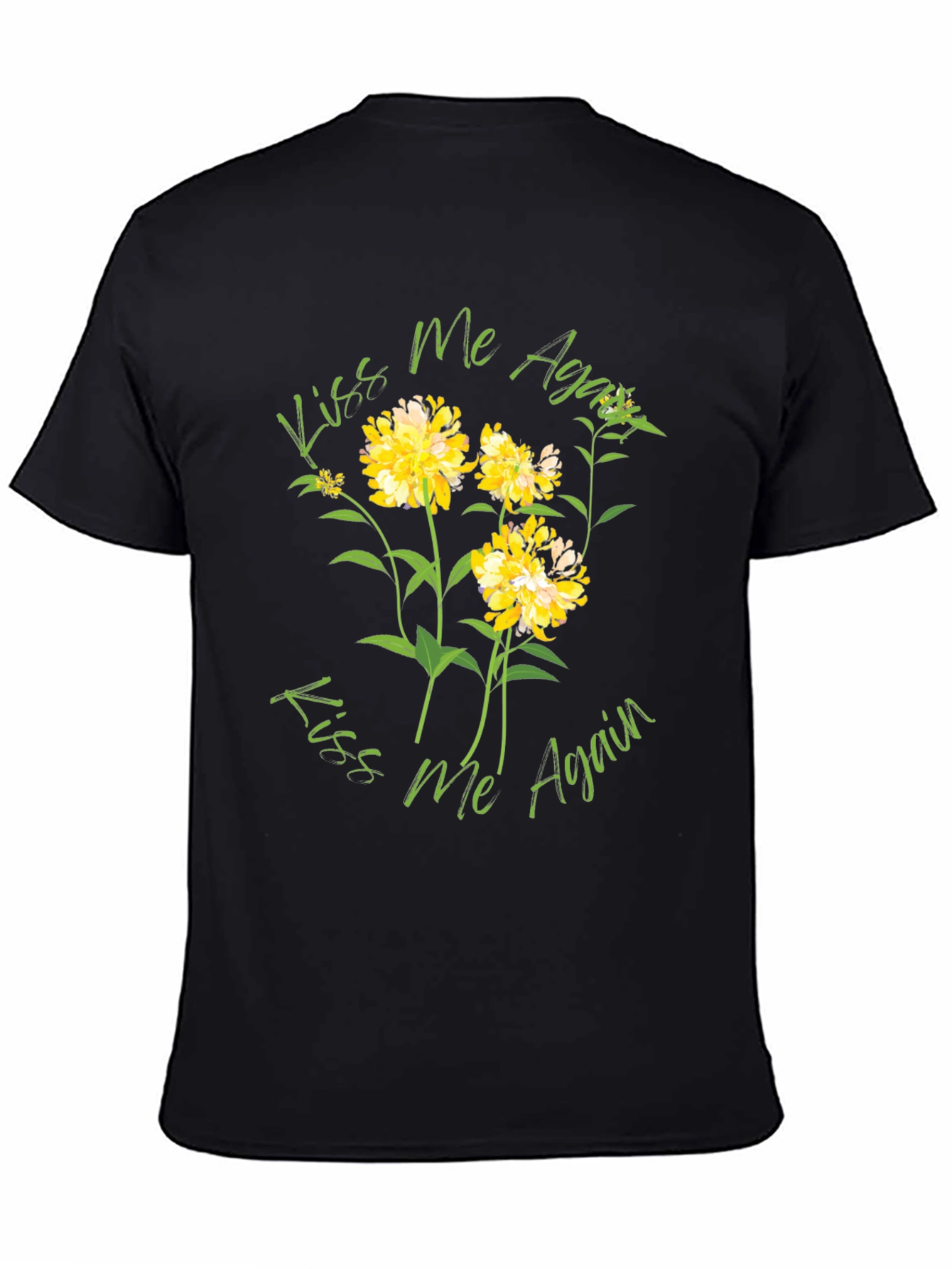 Kiss Me Again Floral Graphic Black T-Shirt