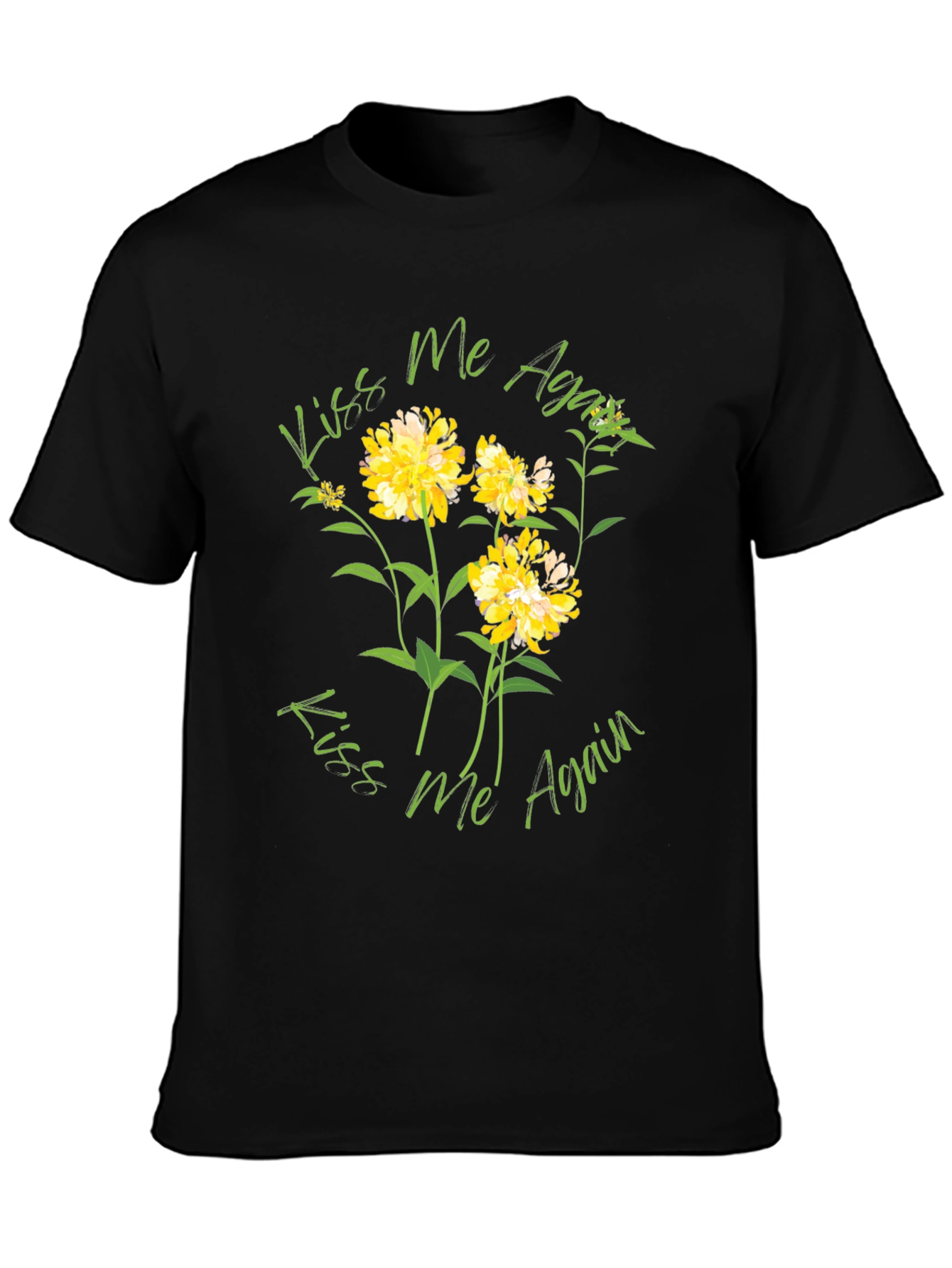 Kiss Me Again Floral Graphic Black T-Shirt