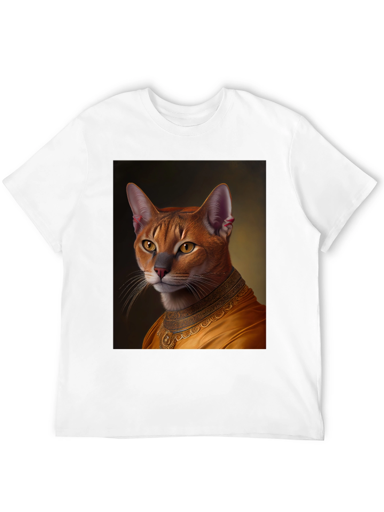 Regal Cat Portrait Graphic Tee - Black
