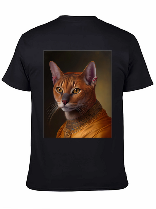 Regal Cat Portrait Graphic Tee - Black