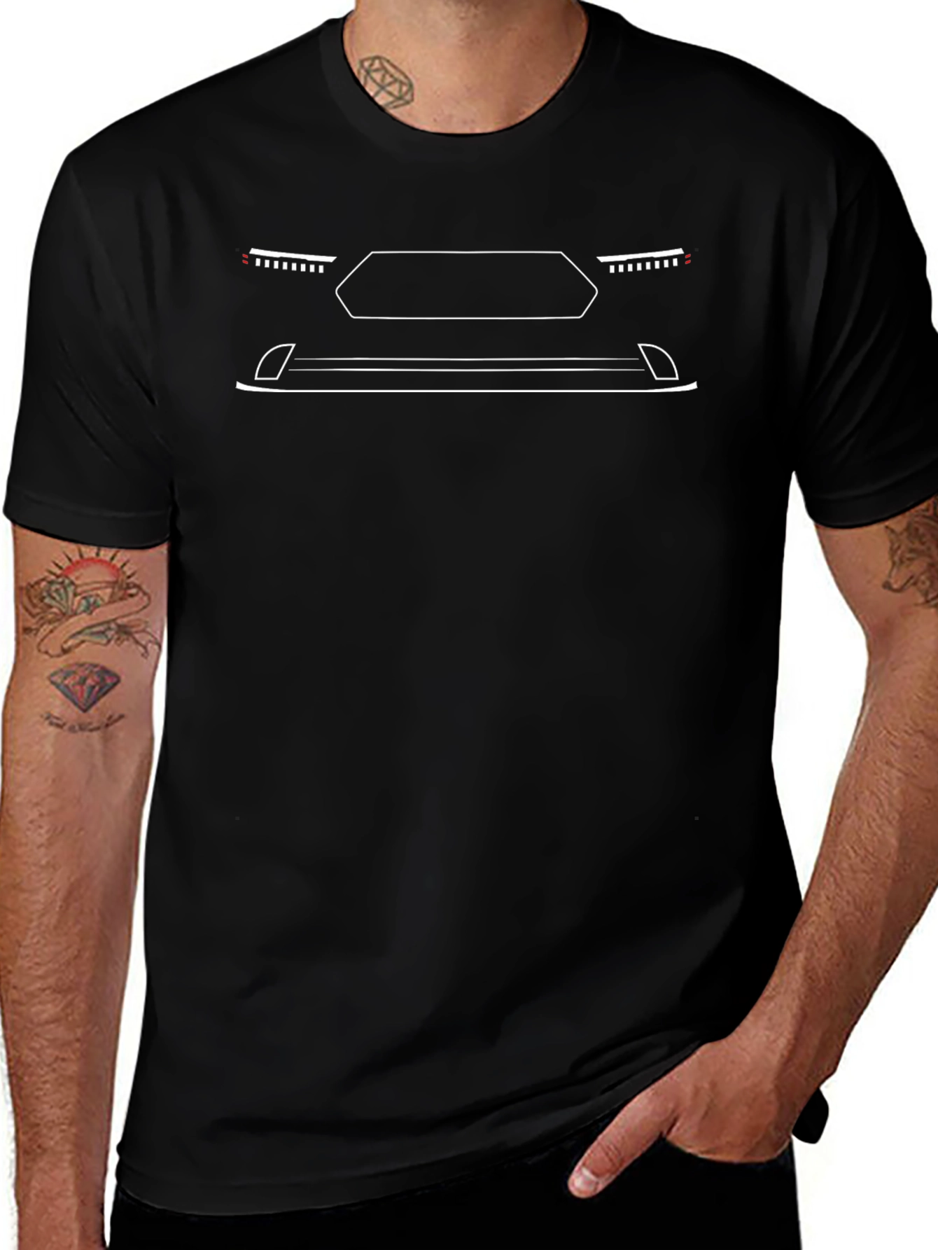 Minimalist Car Front Black T-Shirt