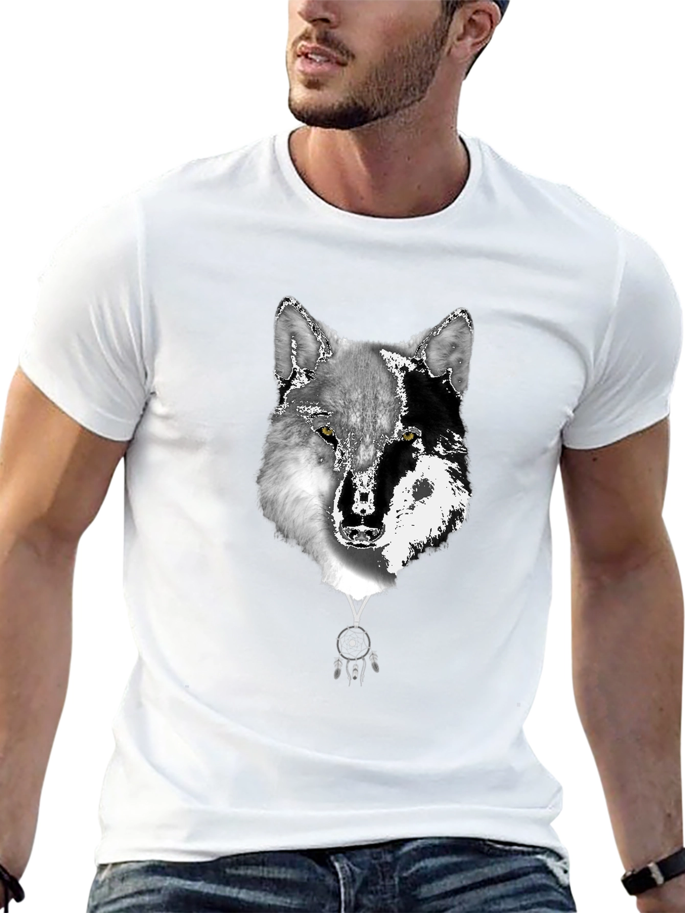 Wolf Dreamcatcher Graphic Tee - Black T-Shirt