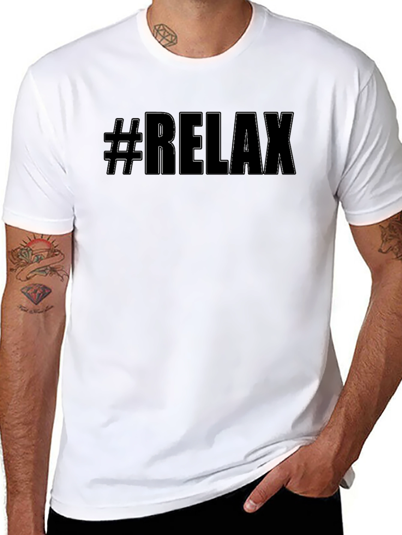 #Relax Graphic Tee - Cool Black Casual T-Shirt