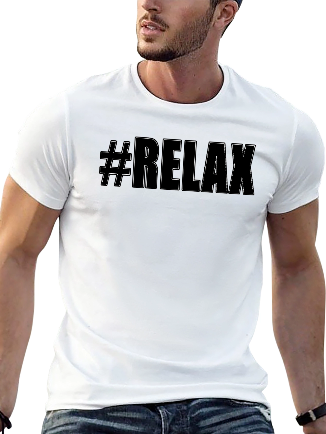 #Relax Graphic Tee - Cool Black Casual T-Shirt