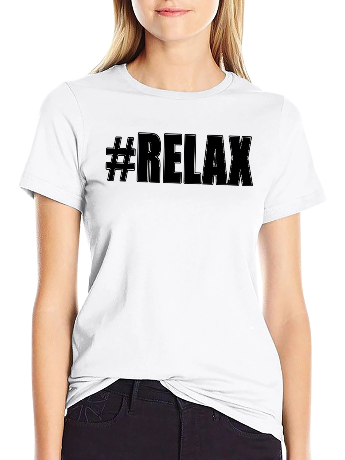 #Relax Graphic Tee - Cool Black Casual T-Shirt