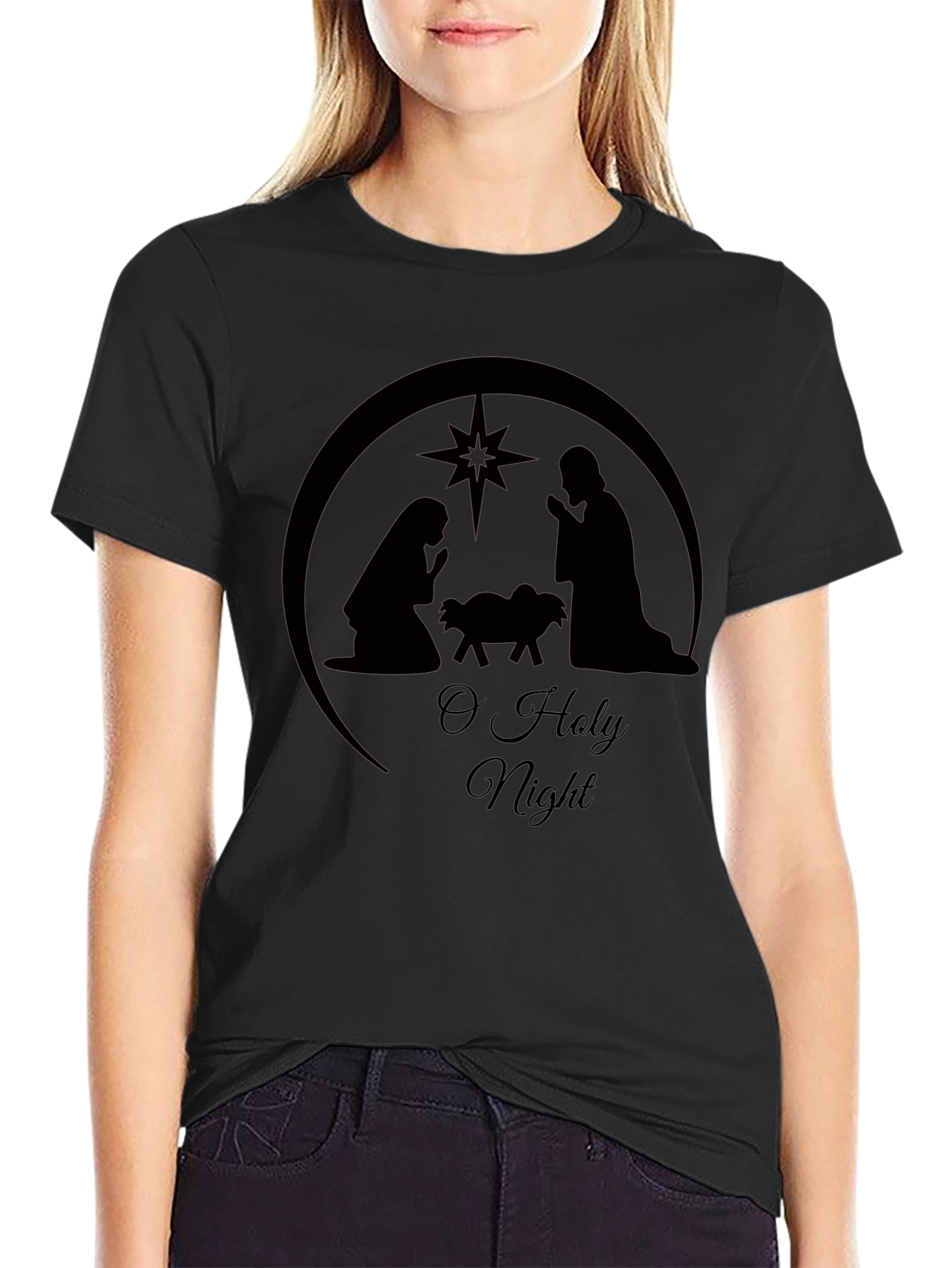 O Holy Night Graphic Tee - Black