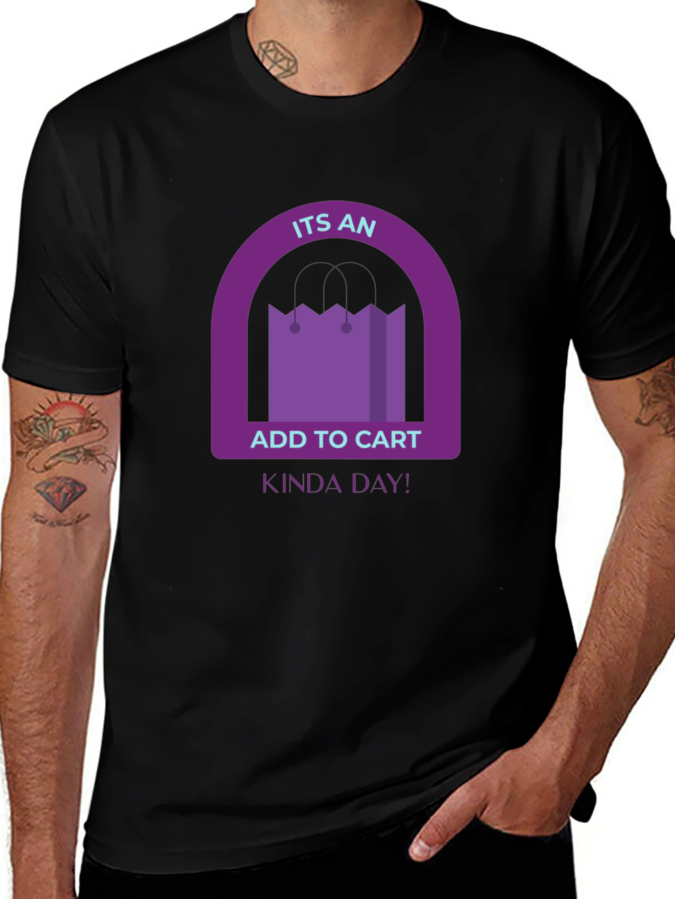 Add to Cart Kinda Day Black T-Shirt