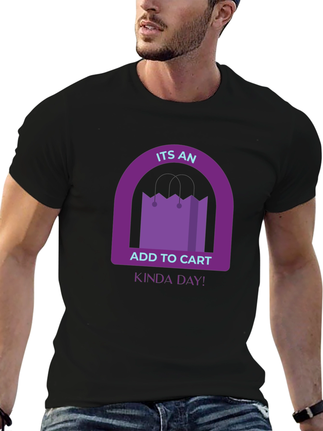 Add to Cart Kinda Day Black T-Shirt