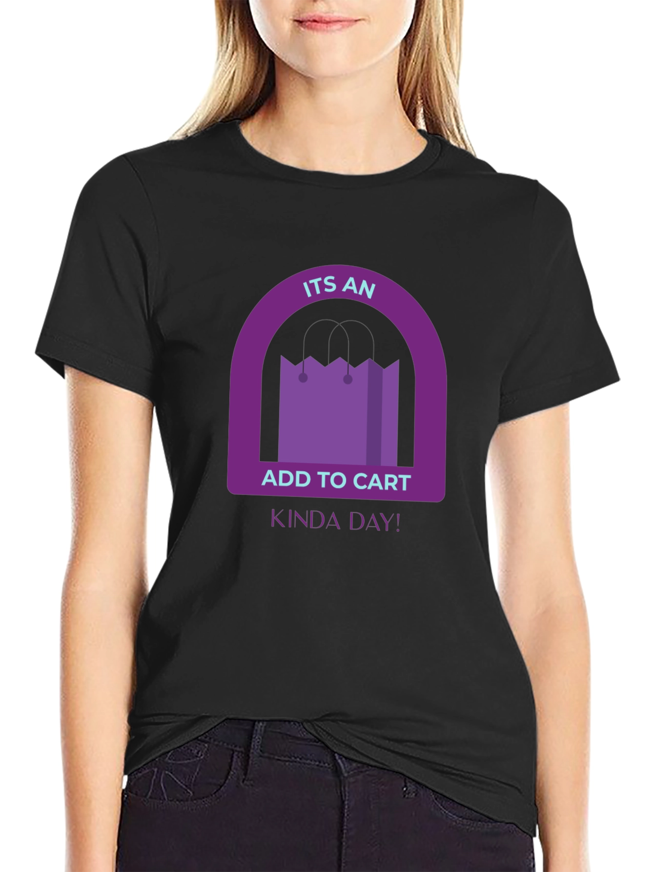Add to Cart Kinda Day Black T-Shirt