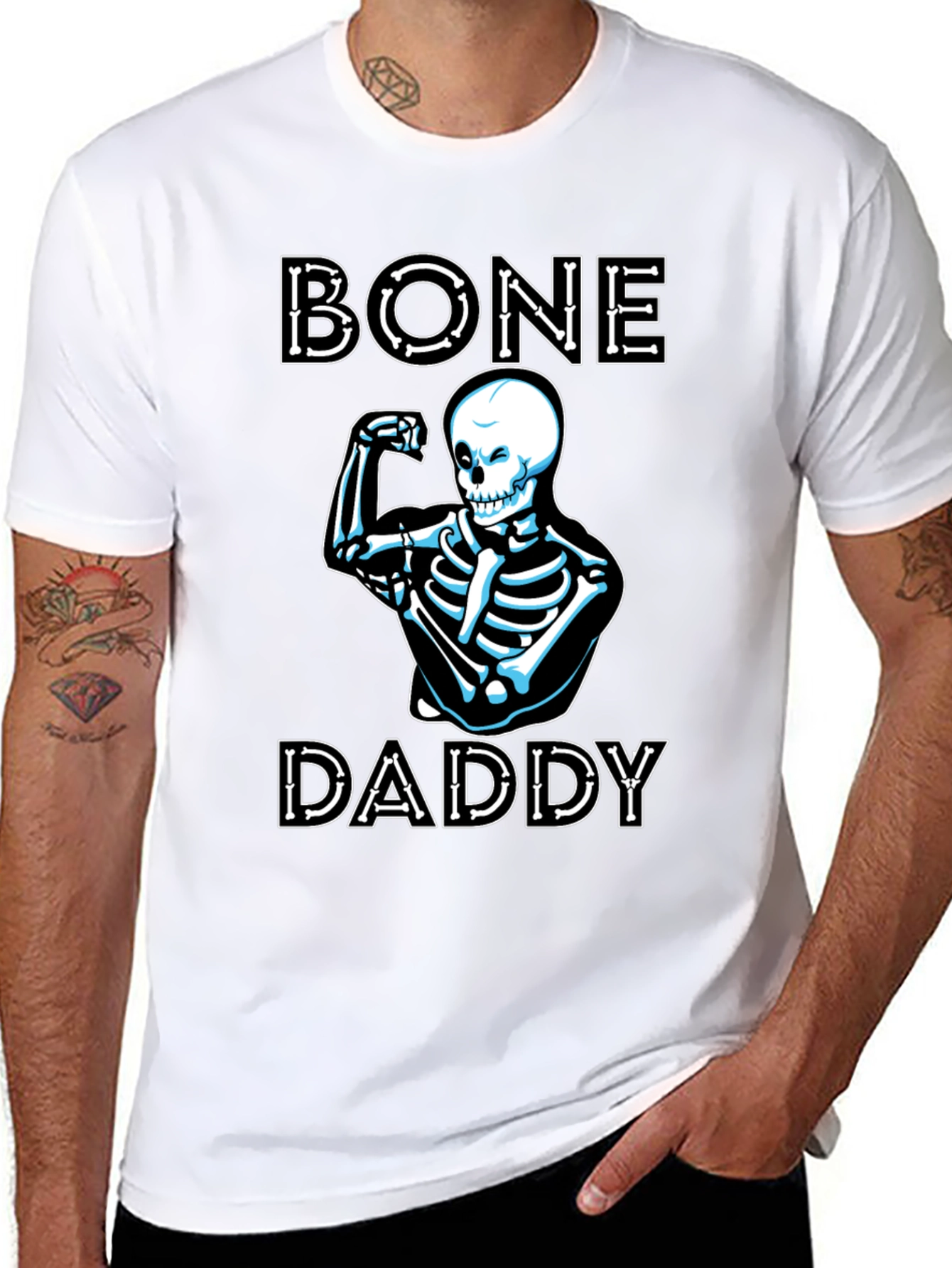 Bone Daddy Skeleton Graphic T-Shirt - Funny Halloween Tee