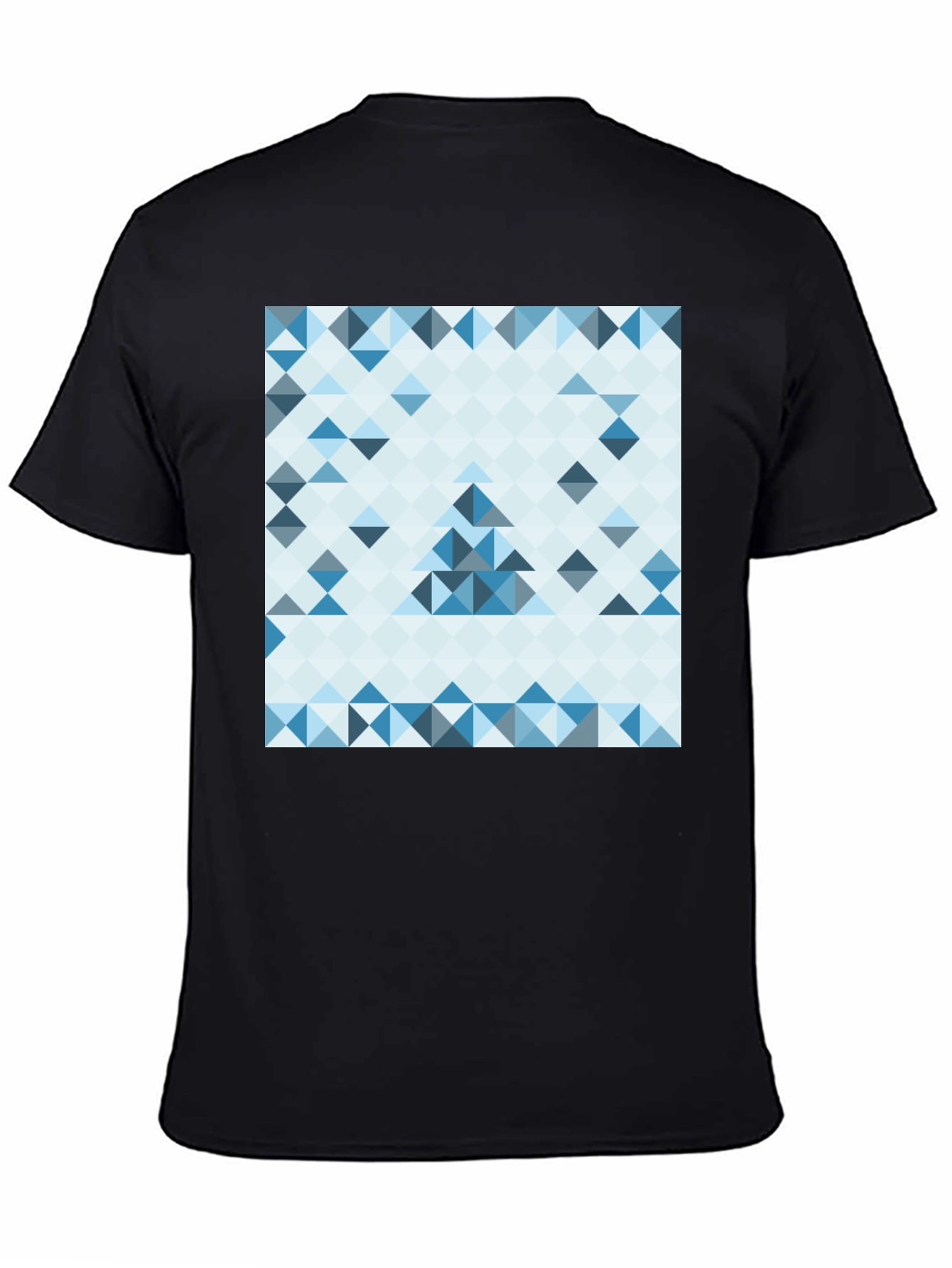 Geometric Triangle Pattern Black T-Shirt