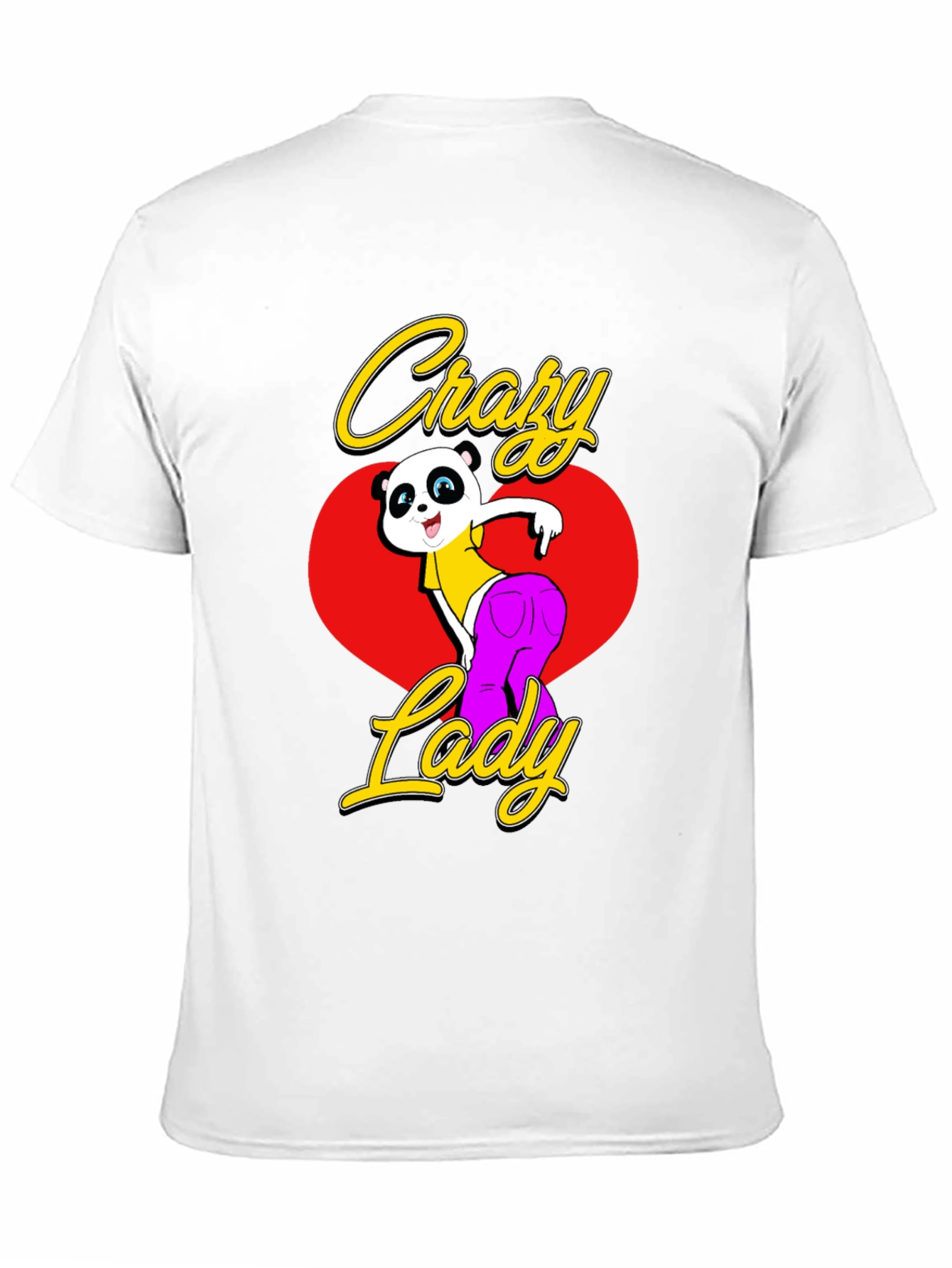 Crazy Lady Panda Black T-Shirt