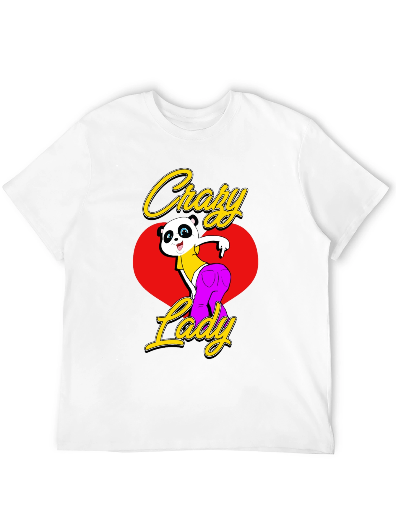 Crazy Lady Panda Black T-Shirt
