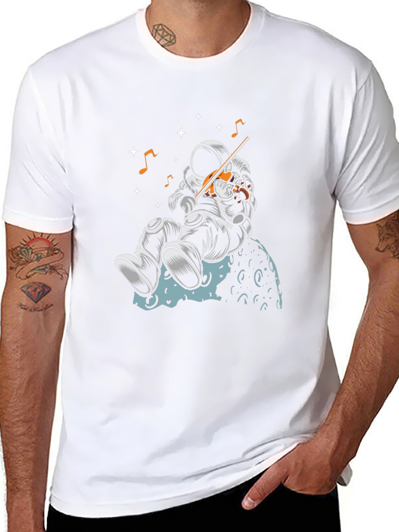 Astronaut Musician Graphic T-Shirt