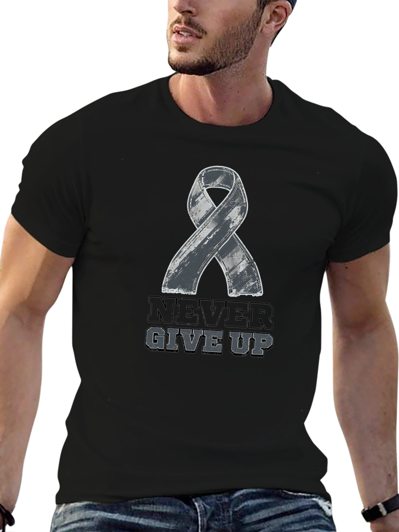 Never Give Up Ribbon Graphic Tee