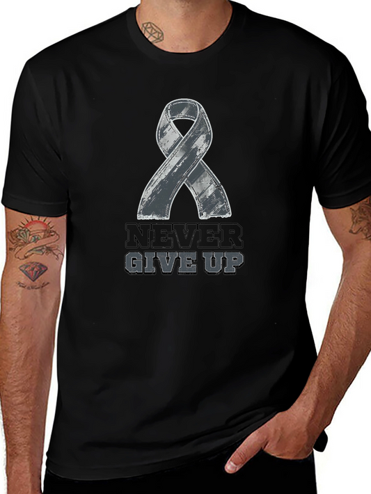 Never Give Up Ribbon Graphic Tee