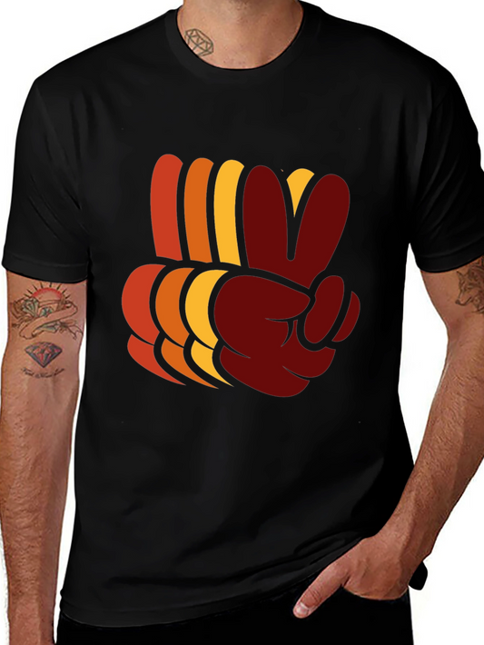 Retro Peace Sign Graphic Tee - Vintage Style