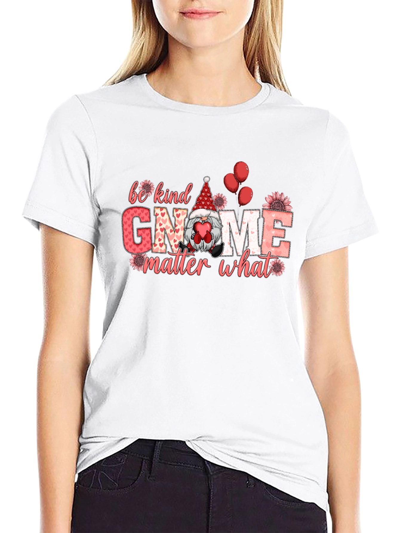 Be Kind Gnome Valentines Day Graphic T-Shirt