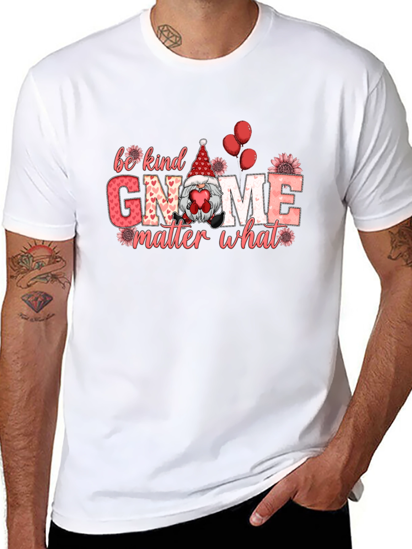 Be Kind Gnome Valentines Day Graphic T-Shirt