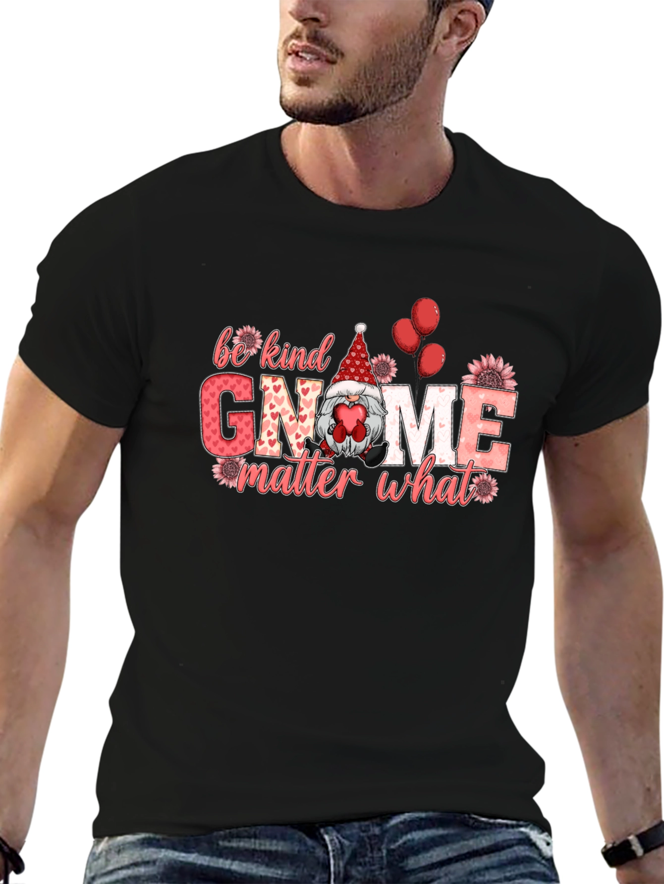 Be Kind Gnome Valentines Day Graphic T-Shirt