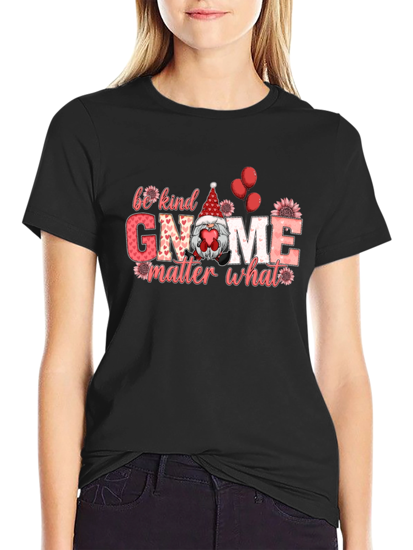 Be Kind Gnome Valentines Day Graphic T-Shirt