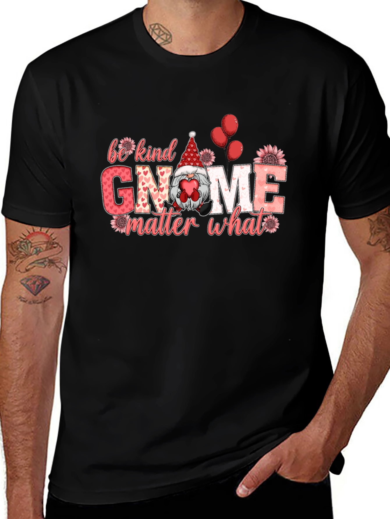 Be Kind Gnome Valentines Day Graphic T-Shirt