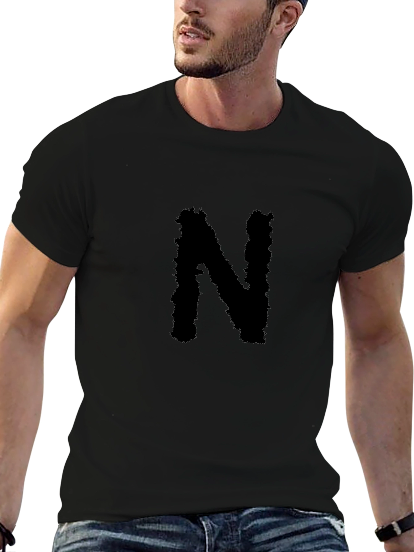 Black T-Shirt with Bold N Graphic