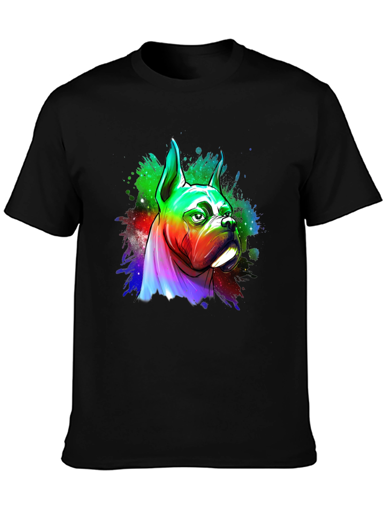 Rainbow Boxer Dog Graphic Tee - Unique Art T-Shirt