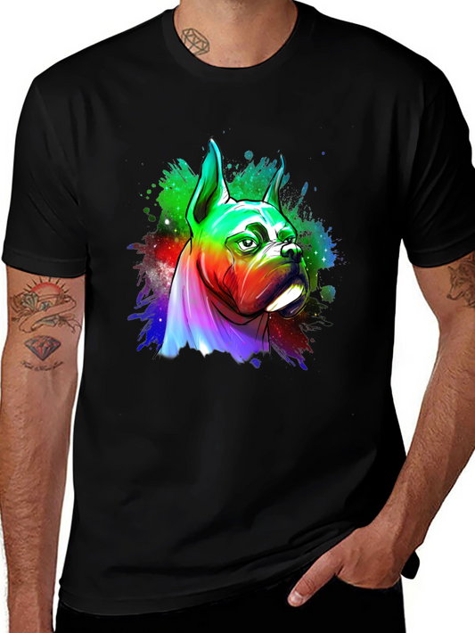 Rainbow Boxer Dog Graphic Tee - Unique Art T-Shirt