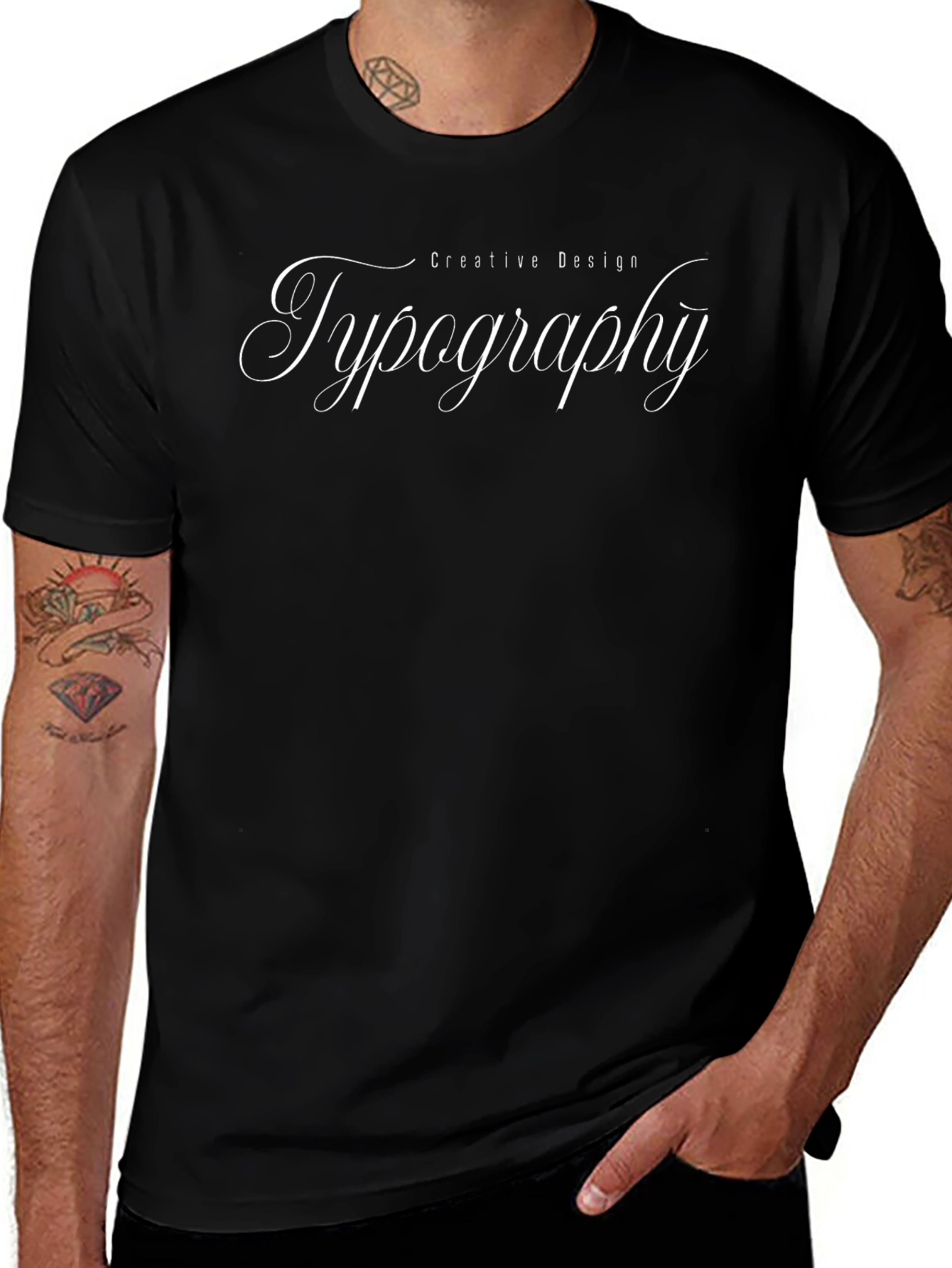 Typography Creative Design Black T-Shirt