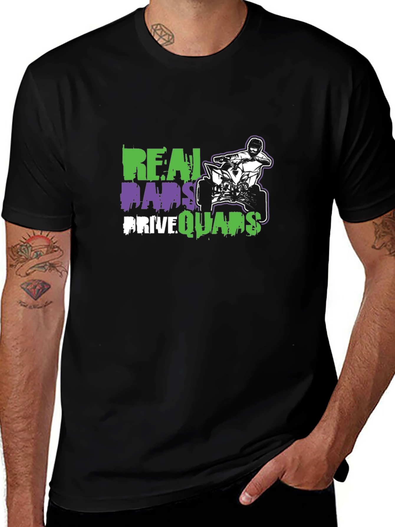Real Dads Drive Quads Black T-Shirt