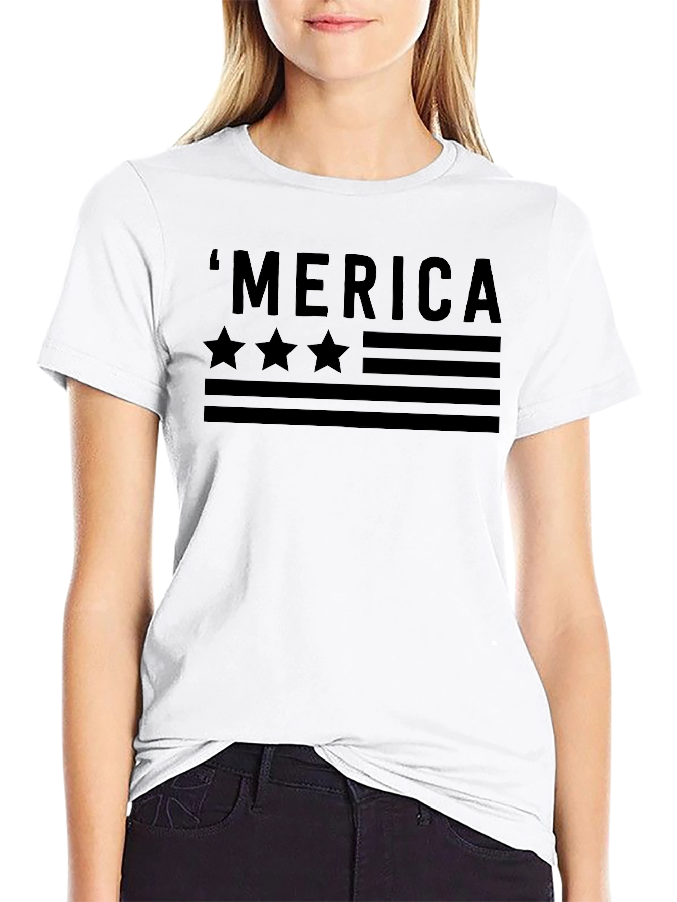 Patriotic Merica Graphic T-Shirt - Black