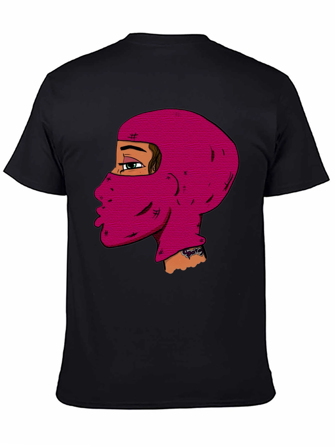 Unique Balaclava Graphic Tee - Black