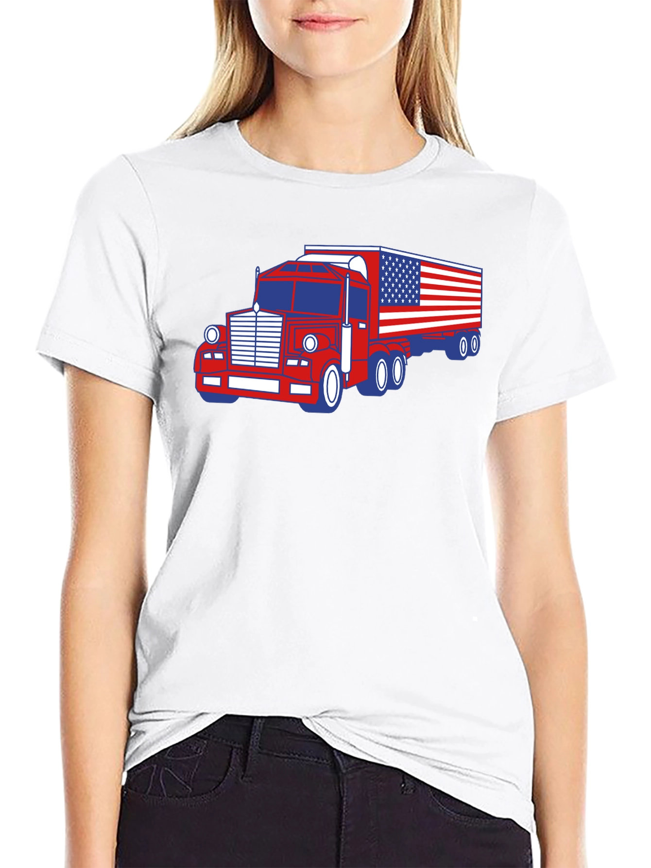 American Flag Truck Graphic T-Shirt