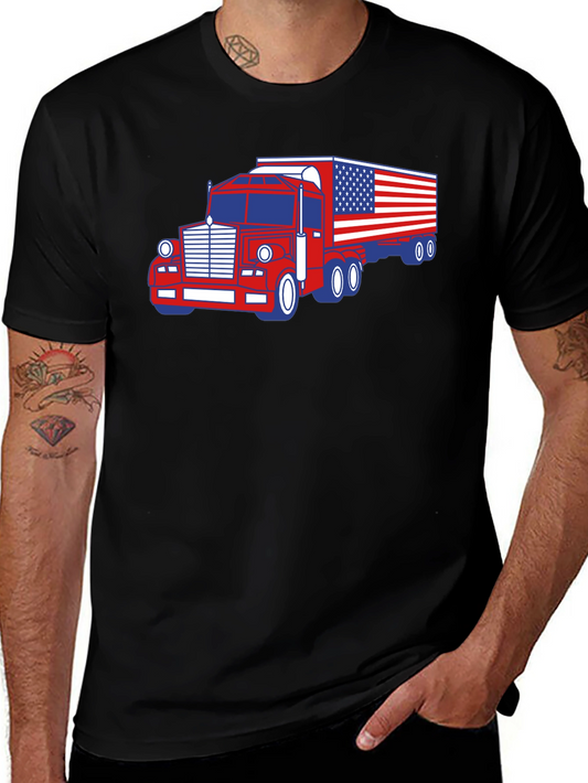 American Flag Truck Graphic T-Shirt