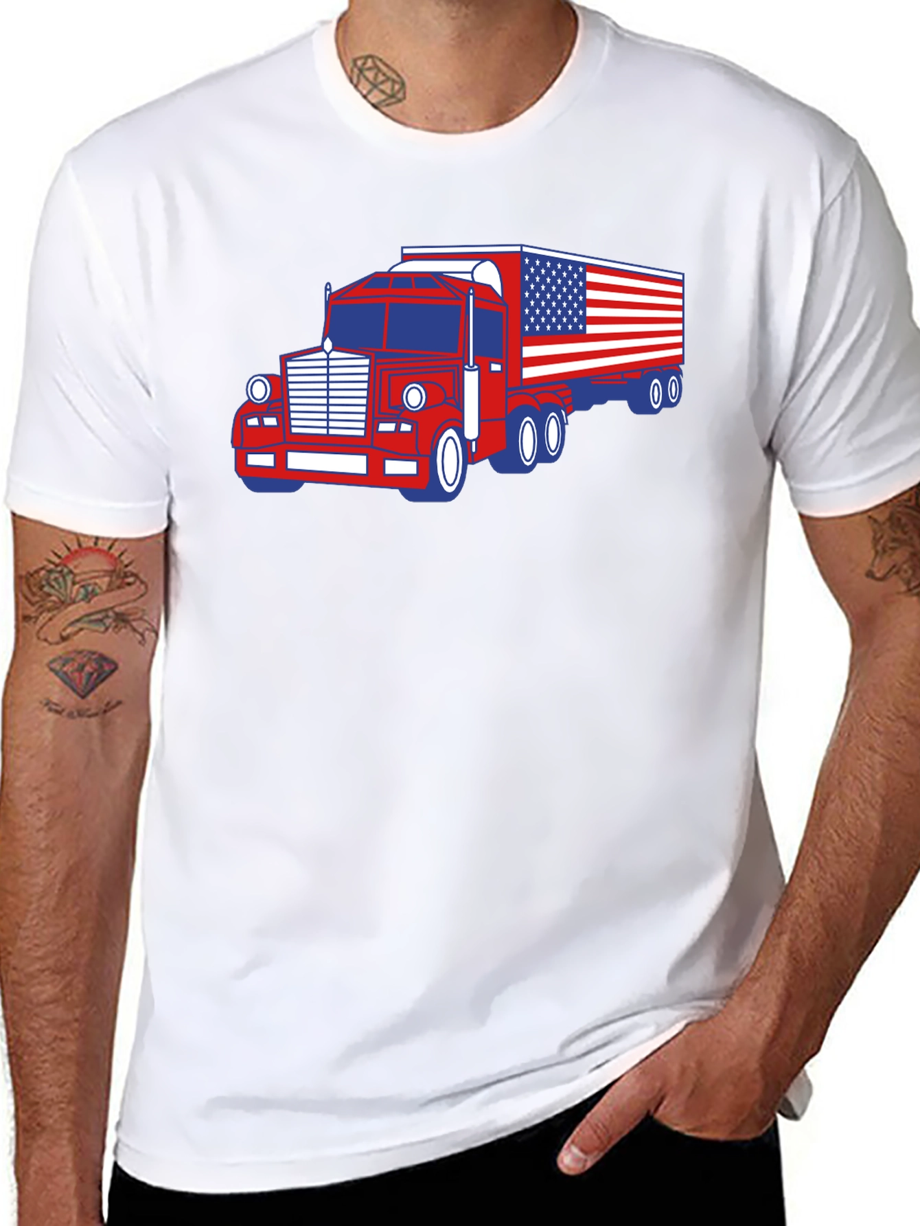 American Flag Truck Graphic T-Shirt