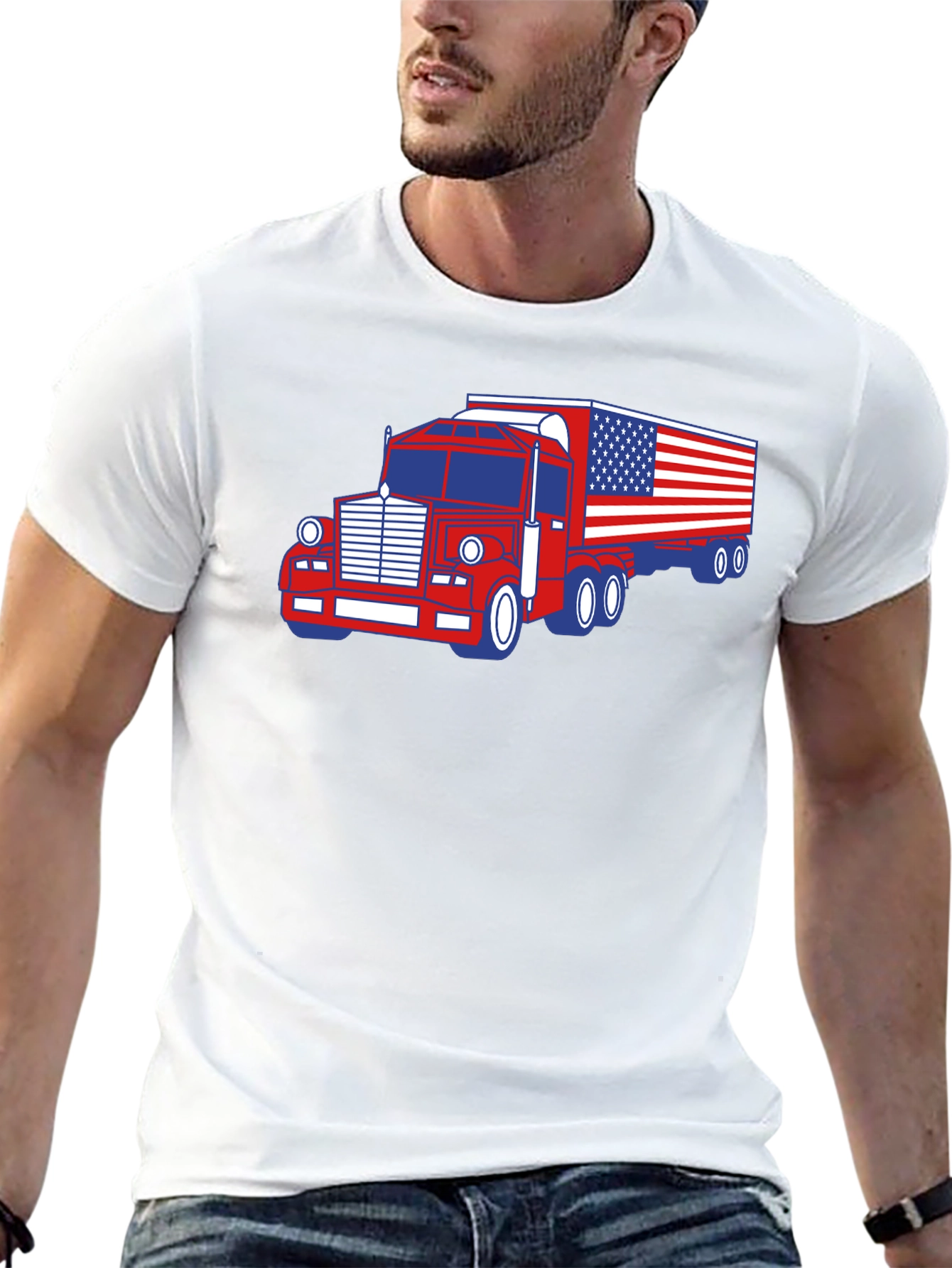 American Flag Truck Graphic T-Shirt
