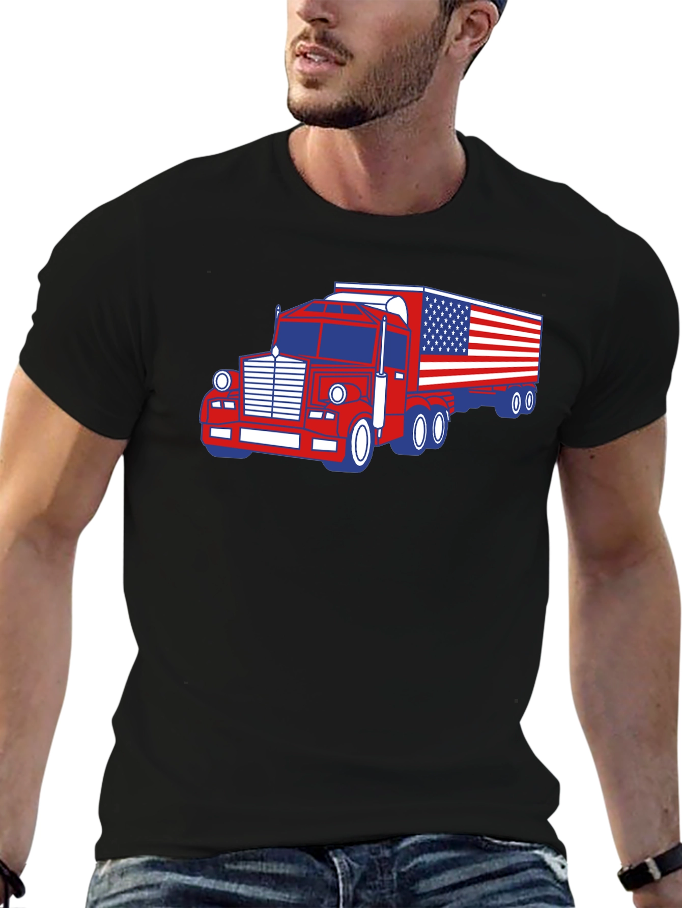 American Flag Truck Graphic T-Shirt